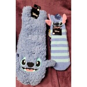 Loungefly Disney Lilo and Stitch fuzzy socks, & 2 pair Stitch and Scrump socks